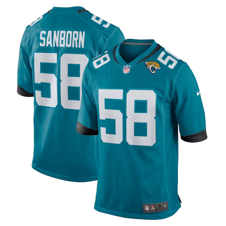 Men Jacksonville Jaguars #58 Garrison Sanborn Nike Teal Home Game Player NFL Jersey